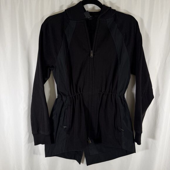 Athleta Triumph Hybrid Jacket Women's XXS Black Full Zip Hooded Pockets - Picture 1 of 12